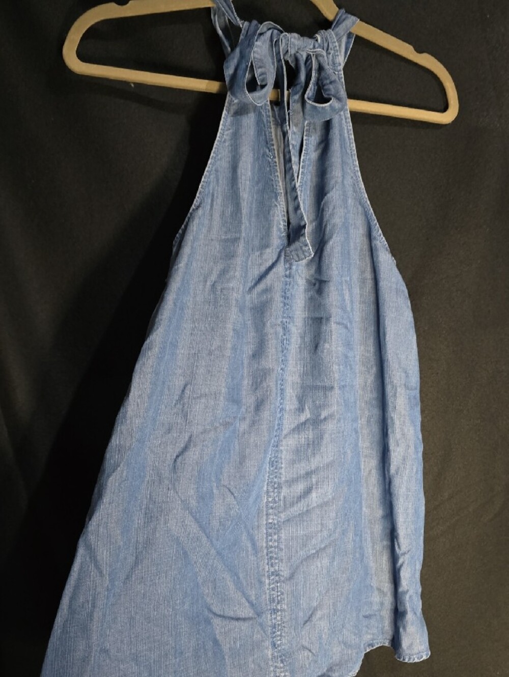 Zenana Outfitters Light Blue Chambray Halter Tank Top - Picture 2 of 5